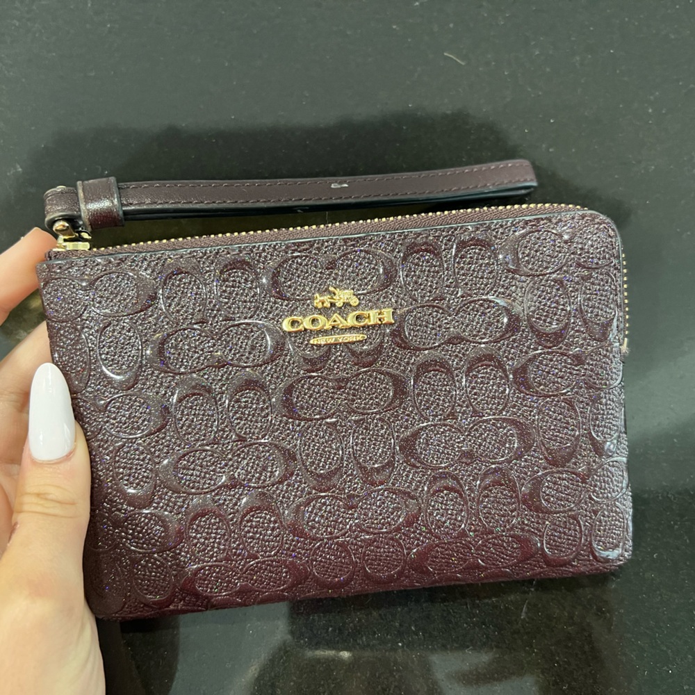 purple sparkly coach wallet